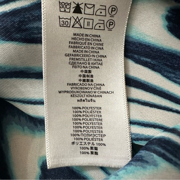 Michael Kors Poncho Tunic Top Size XL Black Turquoise White Career Top‎ EUC - Picture 5 of 5